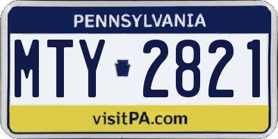 PA license plate MTY2821