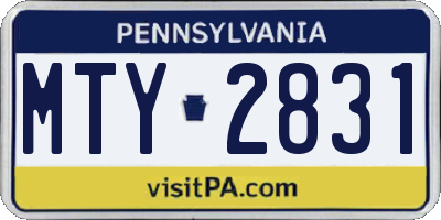 PA license plate MTY2831