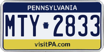 PA license plate MTY2833