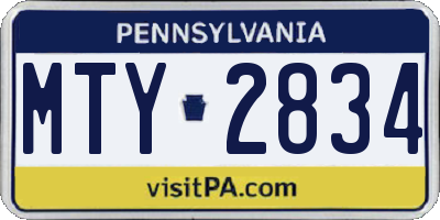 PA license plate MTY2834