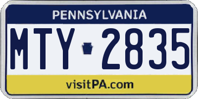 PA license plate MTY2835