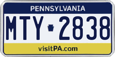 PA license plate MTY2838