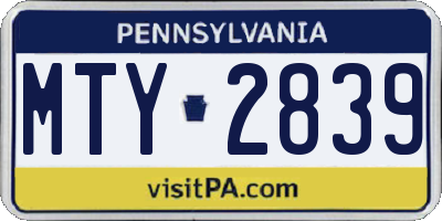 PA license plate MTY2839