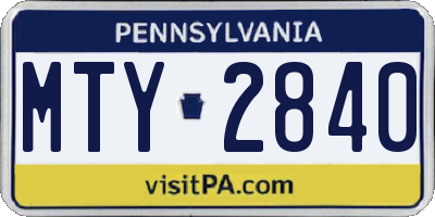 PA license plate MTY2840