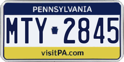 PA license plate MTY2845