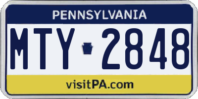 PA license plate MTY2848