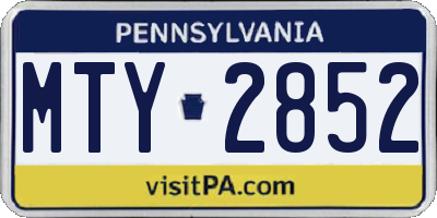 PA license plate MTY2852