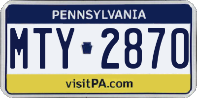 PA license plate MTY2870