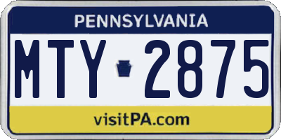 PA license plate MTY2875