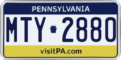 PA license plate MTY2880