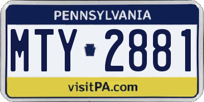 PA license plate MTY2881