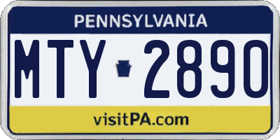 PA license plate MTY2890