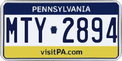 PA license plate MTY2894