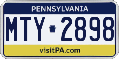PA license plate MTY2898
