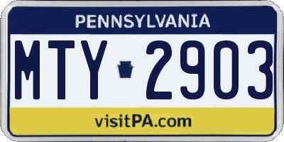 PA license plate MTY2903