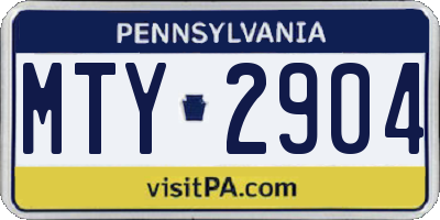 PA license plate MTY2904