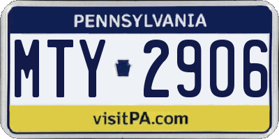 PA license plate MTY2906