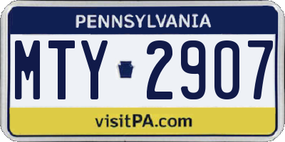 PA license plate MTY2907