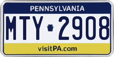 PA license plate MTY2908