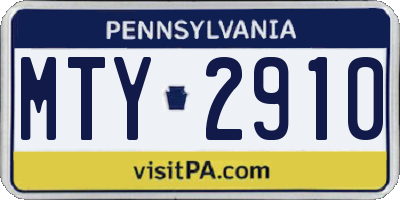 PA license plate MTY2910
