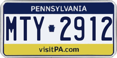 PA license plate MTY2912