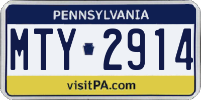 PA license plate MTY2914