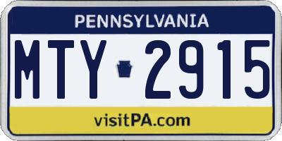 PA license plate MTY2915