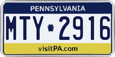 PA license plate MTY2916