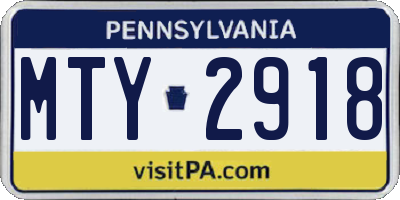 PA license plate MTY2918