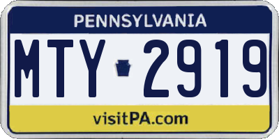 PA license plate MTY2919