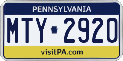 PA license plate MTY2920