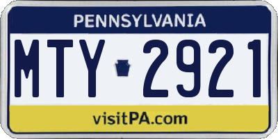 PA license plate MTY2921
