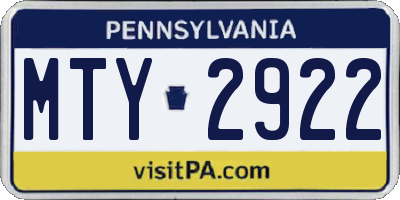PA license plate MTY2922