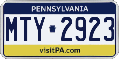 PA license plate MTY2923