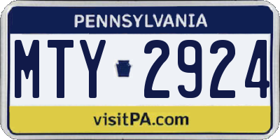 PA license plate MTY2924