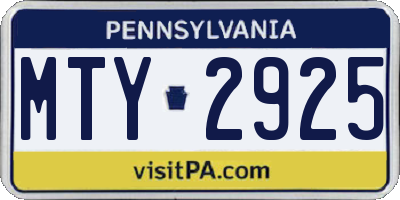 PA license plate MTY2925