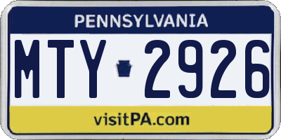 PA license plate MTY2926