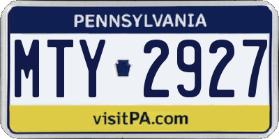PA license plate MTY2927
