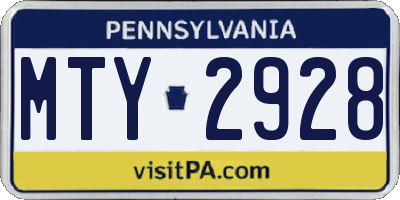 PA license plate MTY2928