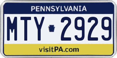 PA license plate MTY2929