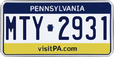 PA license plate MTY2931