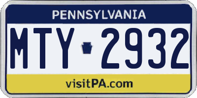 PA license plate MTY2932