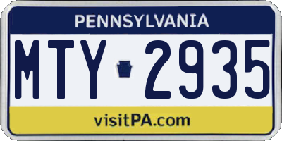 PA license plate MTY2935
