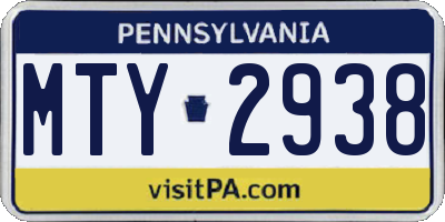 PA license plate MTY2938