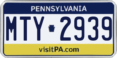 PA license plate MTY2939