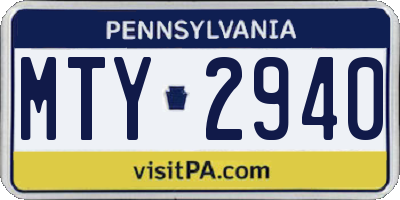 PA license plate MTY2940