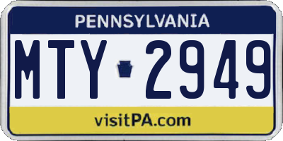 PA license plate MTY2949