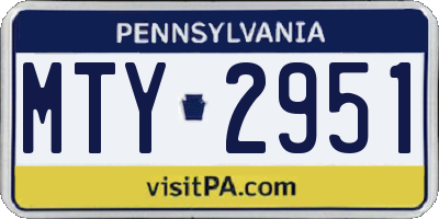 PA license plate MTY2951