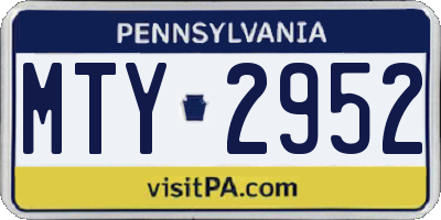 PA license plate MTY2952