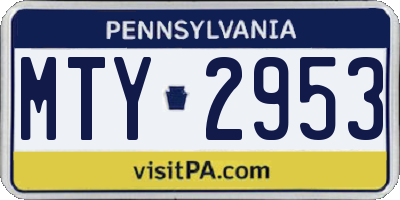 PA license plate MTY2953